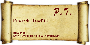Prorok Teofil névjegykártya